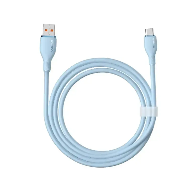 کابل baseus  pudding fast charge A to C 100W رنگ ابی